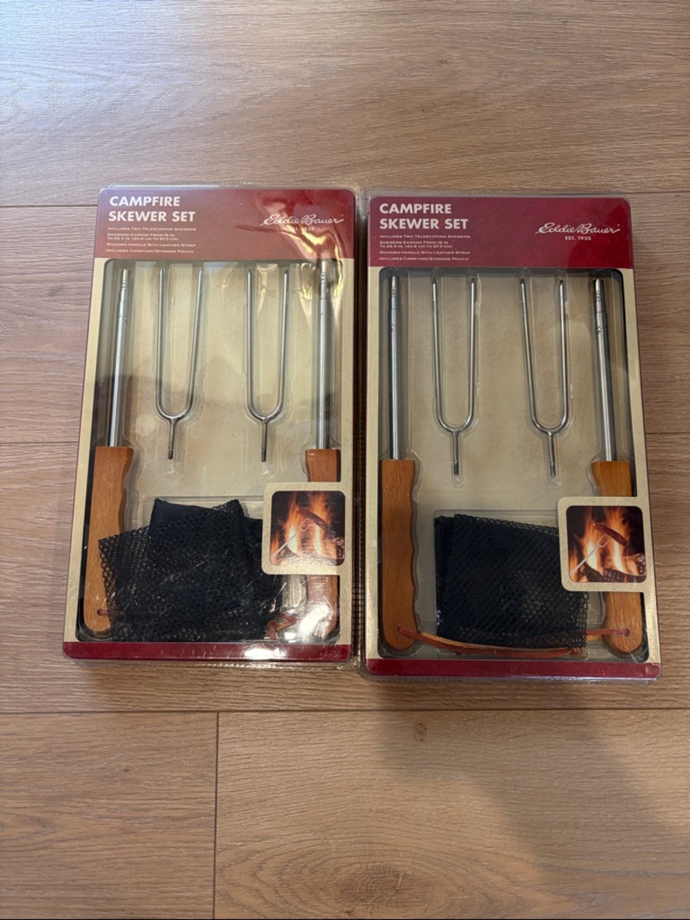 Eddie Bauer Campfire Skewer Set - Stainless Steel with Wood Handles (Set of 2)